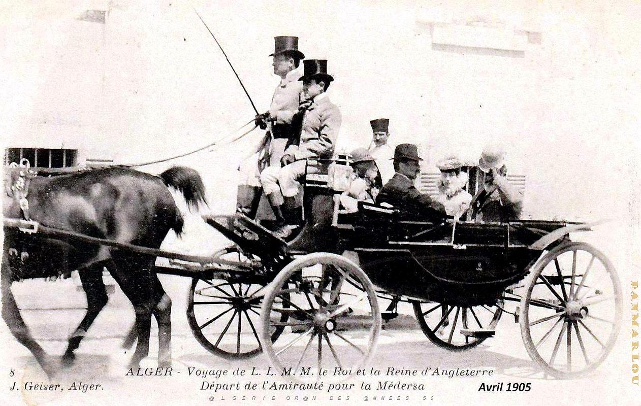 Alger - Voyage du Roi d'Angleterre Edouard VII et le la Reine Depart vers la Medersa - Avril 1905.jpg